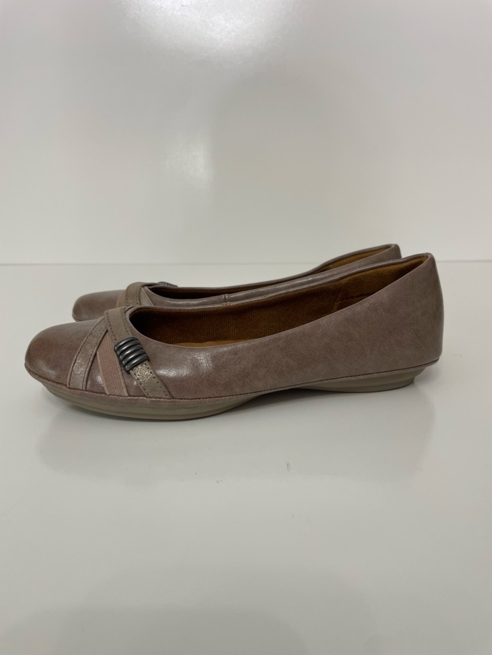 Eurosoft Cocoa Brown Slip-On Ballet Flats Womens 6.5 Balletcore Office Old Money